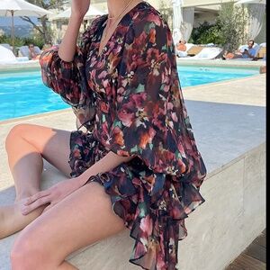 MISA Los Angeles Jolene Dress Libra Fleur Chiffon Sz S